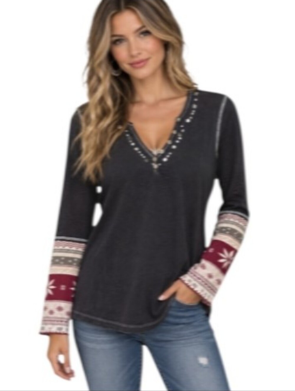Alp N Rock V-neck Henley Top